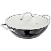stellar easy lift cast iron wok with side handles