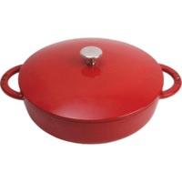 Staub Round Roasting Dish 28cm Cast Iron Lid (Cherry Red)