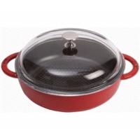 staub pan with glass lid 28 cm cherry