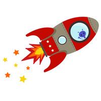 Stickerscape Flying Rocket Wall Sticker in Red - Large Size