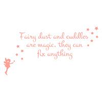 Stickerscape Fairy Dust and Cuddles Quote in Marshmallow Pink