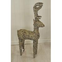 Standing Washed Rattan Christmas Reindeer 120cm Tall