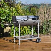 Steel Half Barrel Drum Barbecue with Adjustable Grills by Kingfisher
