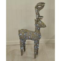 Standing Washed Rattan Pre-lit Christmas Reindeer 120cm Tall with 60 LEDs