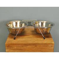 stainless steel double diner non slip bowl by kingfisher