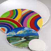 stretched round canvas 400mm dia each