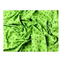Stars Print Stretch Jersey Dress Fabric Lime & Olive