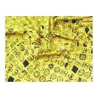 stamps print cotton poplin fabric yellow