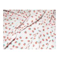 Strawberries Print Polycotton Dress Fabric Red