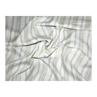 Stripe Linen Dress Fabric Ivory, Green & Taupe