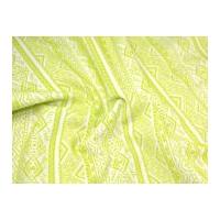 Stripe Velour Print Scuba Bodycon Stretch Jersey Dress Fabric Ivory & Lime Green