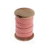 striped christmas ribbon on wooden spool 3m red