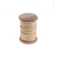 striped christmas ribbon on wooden spool 3m natural