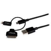 Startech.com (1m) Lightning Or 30-pin Dock Or Micro-usb To Usb Cable (black)