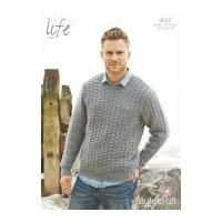 Stylecraft Mens Round Neck Sweater Life Knitting Pattern 9022 Aran
