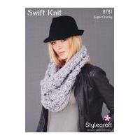 Stylecraft Ladies Lace Scarf & Cowl Swift Knit Knitting Pattern 8781 Super Chunky