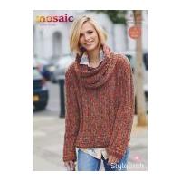 Stylecraft Ladies Sweater & Cowl Mosaic Knitting Pattern 9197 Super Chunky