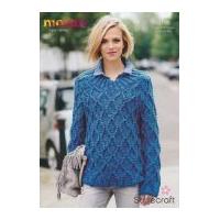 Stylecraft Ladies Twisted Rib Sweater Mosaic Knitting Pattern 9198 Super Chunky