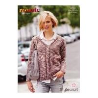 stylecraft ladies v neck jumper mosaic knitting pattern 9202 super chu ...