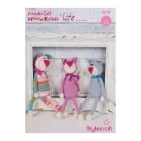 Stylecraft Kitten Toys & Paw Print Pillow Cushion Merry Go Round & Life Knitting Pattern 9214 DK