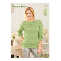 stylecraft ladies sweater top classique cotton knitting pattern 9136 d ...