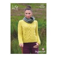 Stylecraft Ladies Sweater & Cowl Collar Life Knitting Pattern 9045 Chunky