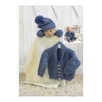 Stylecraft Baby Jacket, Scarf, Hat, Mittens & Blanket Special Knitting Pattern 4854 Aran