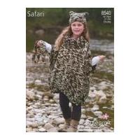 Stylecraft Girls Hat & Poncho Knitting Pattern 8540 Chunky