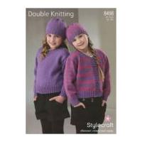Stylecraft Girls Cardigan, Sweater & Hat Knitting Pattern 8498 DK