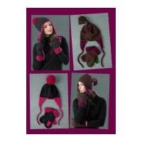 Stylecraft Ladies Ear Flap Beanie, Hat & Mitts Life Knitting Pattern 8765 Chunky