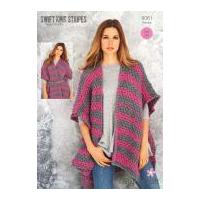 Stylecraft Ladies Ruana Swift Knit Stripes Knitting Pattern 9061 Super Chunky