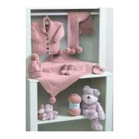 Stylecraft Baby Jacket, Blanket, Scarf, Hat, Mittens & Bootees Wondersoft Knitting Pattern 8295 DK