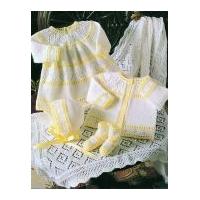 Stylecraft Baby Dress, Cardigan, Bonnet, Booties & Shawl Wondersoft Knitting Pattern 4163 4 Ply