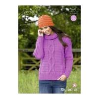 Stylecraft Ladies Sweater & Hat Special Knitting Pattern 9072 Aran