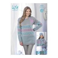 Stylecraft Ladies Christmas Sweater, Hat & Scarf Life Knitting Pattern 9030 DK