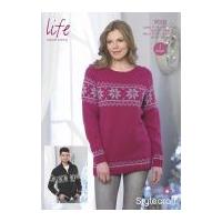 Stylecraft Ladies & Mens Christmas Sweater & Jacket Life Knitting Pattern 9028 DK