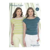 Stylecraft Ladies Tops Classique Cotton Knitting Pattern 8907 DK