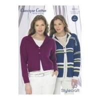 stylecraft ladies jackets classique cotton knitting pattern 8910 dk