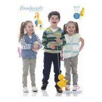 Stylecraft Childrens Sweater, Cardigan & Waistcoat Wondersoft Knitting Pattern 8970 DK