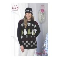 Stylecraft Ladies Christmas Sweater & Hat Life Knitting Pattern 9029 DK