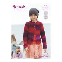 Stylecraft Childrens & Ladies Jacket & Loop Scarf Harlequin Knitting Pattern 9102 Chunky