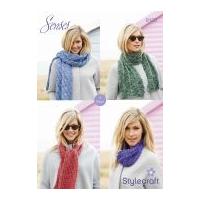 Stylecraft Ladies Snood, Shawl & Scarves Senses Knitting Pattern 9120 Lace