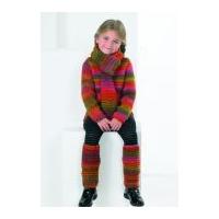 Stylecraft Childrens Sweater, Scarf & Leg Warmers Harlequin Knitting Pattern 8682 Chunky