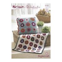 Stylecraft Home Throw, Rug & Cushion Cover Harlequin Crochet Pattern 9104 Chunky