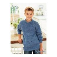 Stylecraft Childrens & Mens Round Neck Sweater Life Knitting Pattern 8934 DK