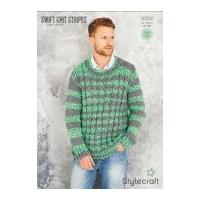 Stylecraft Mens Sweaters Swift Knit Stripes Knitting Pattern 9059 Super Chunky