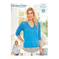 Stylecraft Ladies Cardigan & Sweater Classique Cotton Knitting Pattern 9132 DK