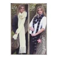 Stylecraft Ladies Scarves Knitting Pattern 8266 DK, Chunky