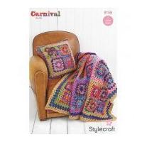 Stylecraft Home Granny Square Cushion & Throw Carnival Crochet Pattern 9159 Chunky