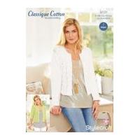 Stylecraft Ladies Cardigans Classique Cotton Knitting Pattern 9131 DK